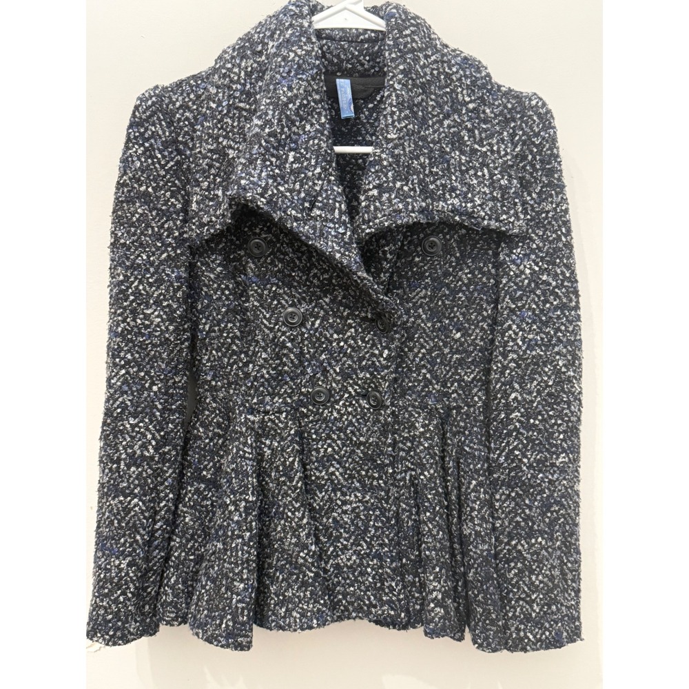 Free People Vintage Bouclé Peplum Jacket Oversized Collar Double Breasted Small
